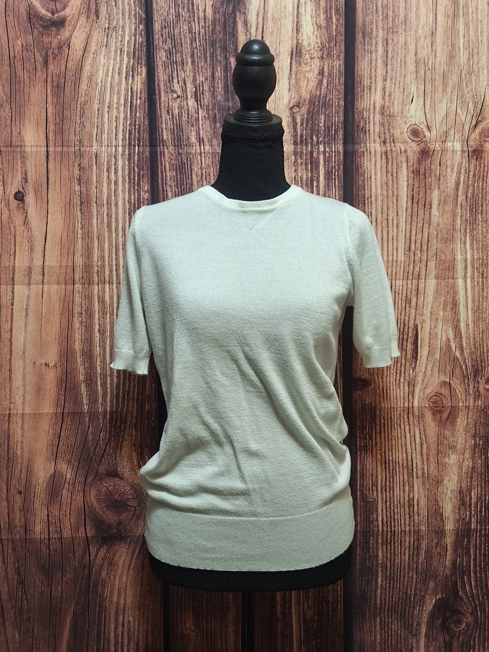 bohme Cream Short Sleeve Knit Top Womens Size Medium